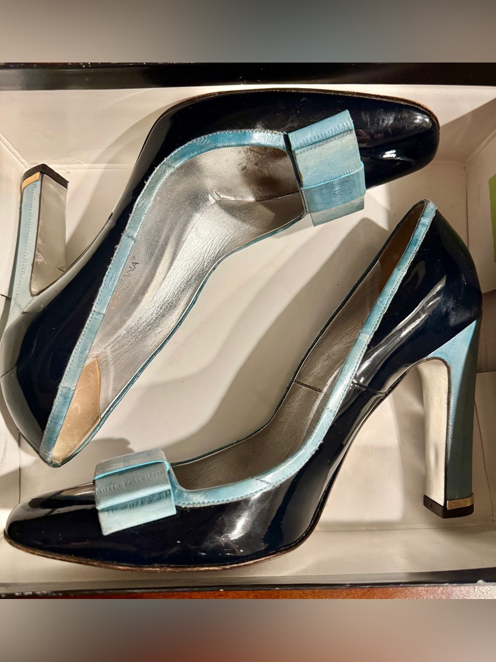 Vintage DOLCE & GABBANA Navy& Light Blue Elegant Pumps